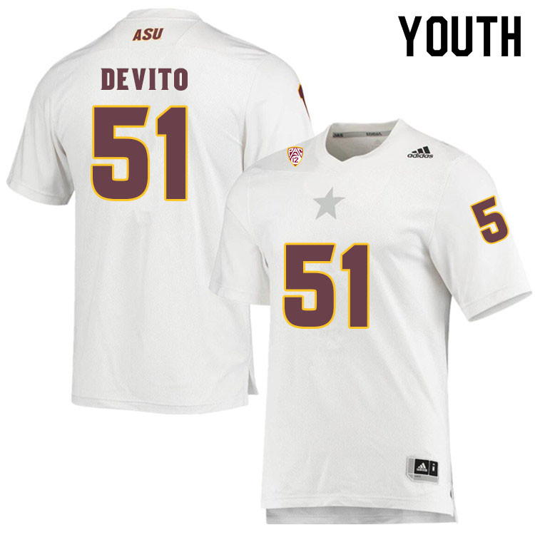 Youth #51 Dylan DeVitoArizona State Sun Devils College Football Jerseys Sale-White - Click Image to Close